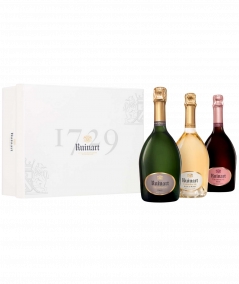 RUINART Cofanetto champagne 3 bottiglie, “R” de Ruinart, Blanc De Blancs, Brut Rosé