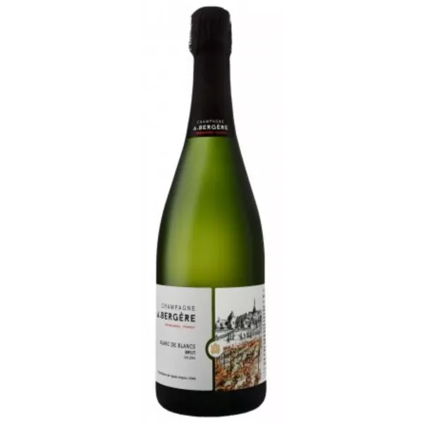 Bottiglia di Champagne A. Bergère Soléra Blanc de Blancs Brut, vista frontale