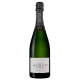 Bottiglia di Champagne Abelé 1757 Blanc de Blancs Brut, vista frontale, etichetta bianca e nera su sfondo oro