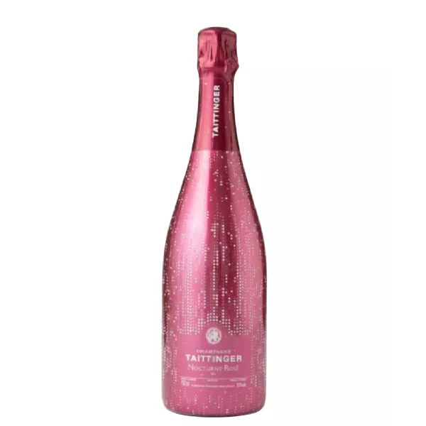 Bottiglia di Champagne Taittinger Nocturne Rosé, rosé miscelato, vista frontale