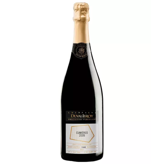 Bottiglia di Champagne Duval-Leroy Cumières Bio Millésime 2005, vista frontale