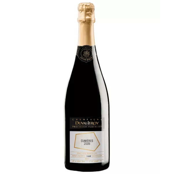 Bottiglia di Champagne Duval-Leroy Cumières Bio Millésime 2005, vista frontale