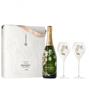 Set regalo champagne PERRIER JOUET Belle Epoque Annata 2013 con 2 bicchieri