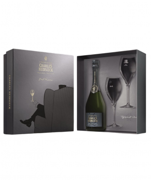 Champagne set regalo CHARLES HEIDSIECK Brut Réserve con 2 bicchieri