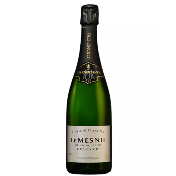 Magnum di Champagne Le Mesnil Brut Blanc de Blancs Grand Cru, bottiglia verde, vista frontale