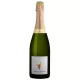 Bottiglia di Champagne Jean de la Fontaine L'éloquente Brut, 75cl, tappo dorato, etichetta bianca con gallo dorato, vista fronta