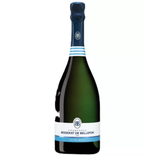 Bottiglia di Champagne Besserat de Bellefon Extra Brut, 75cl, vista frontale