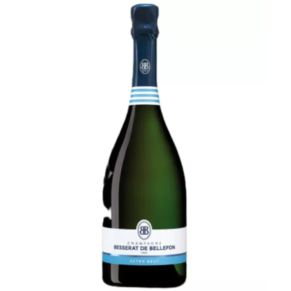 Bottiglia di Champagne Besserat de Bellefon Extra Brut, 75cl, vista frontale