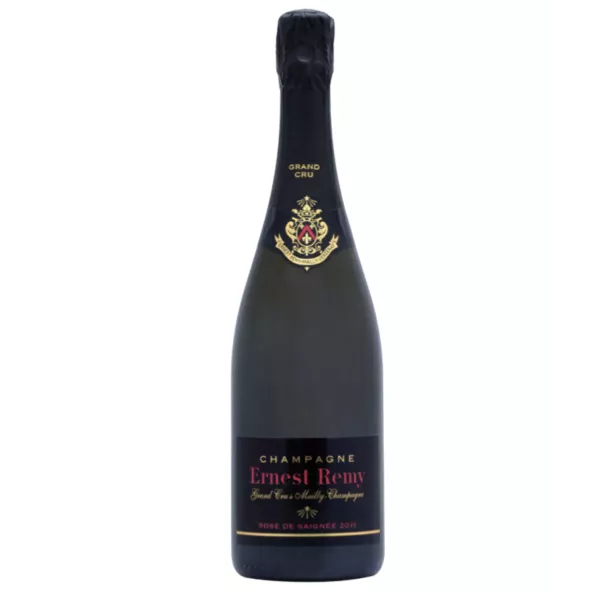 Bottiglia di Champagne Ernest Remy Rosé de Saignée Brut 2016, rosé, vista frontale