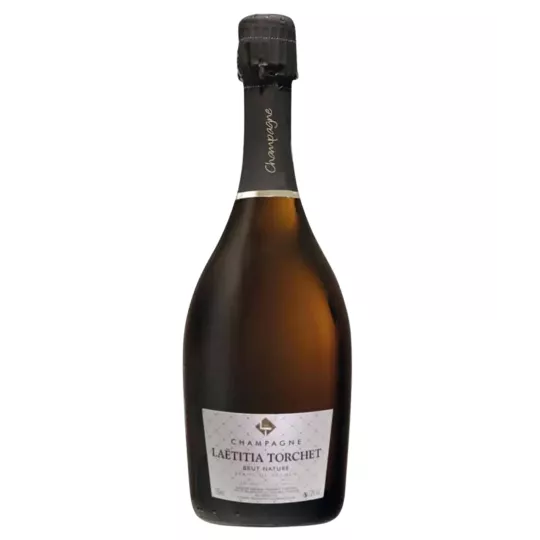 Bottiglia di champagne LAËTITIA TORCHET Brut Nature.