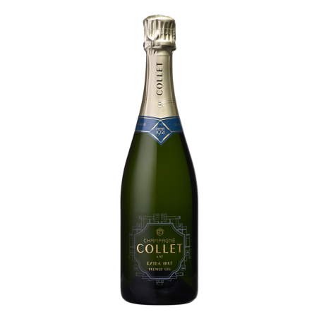 Bottiglia di Champagne COLLET Extra Brut Premier Cru con bollicine frizzanti