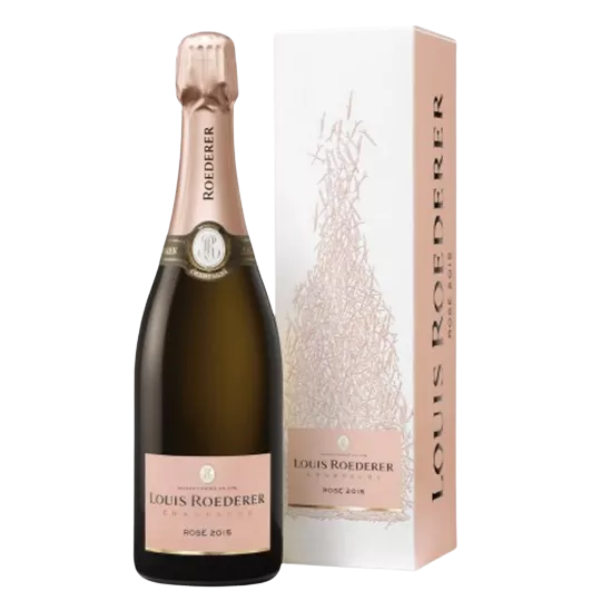 Bottiglia di Champagne Louis Roederer Rosé Millésime 2016, vista frontale