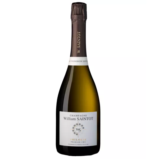 Una bottiglia frizzante di Champagne WILLIAM SAINTOT Trilogy, simbolo di eccellenza