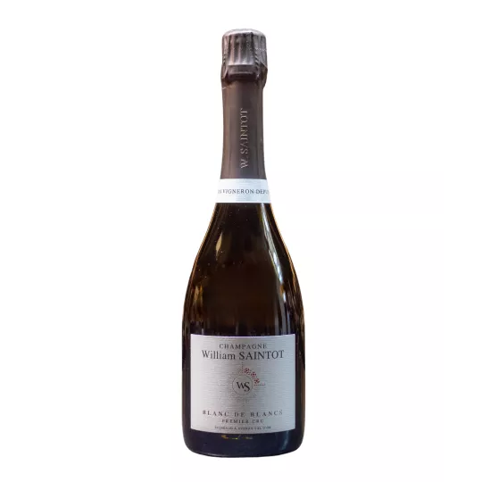 Bottiglia di Champagne William Saintot Blanc de Blancs, una frizzante sinfonia di sapori.