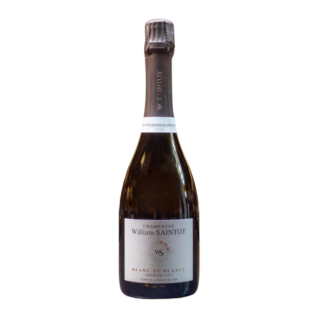 Bottiglia di Champagne William Saintot Blanc de Blancs, una frizzante sinfonia di sapori.