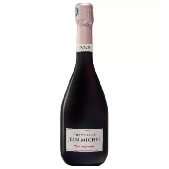 Bottiglia di Champagne Jean Michel Rosé de Saignée 2018, rosé intenso, vista frontale