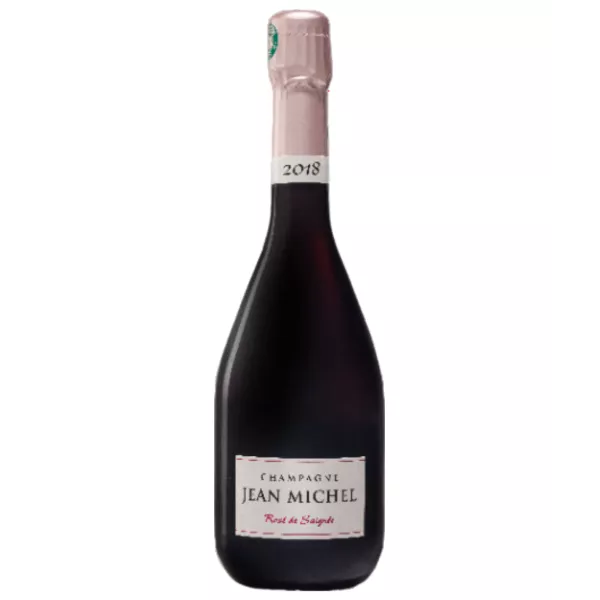 Bottiglia di Champagne Jean Michel Rosé de Saignée 2018, rosé intenso, vista frontale