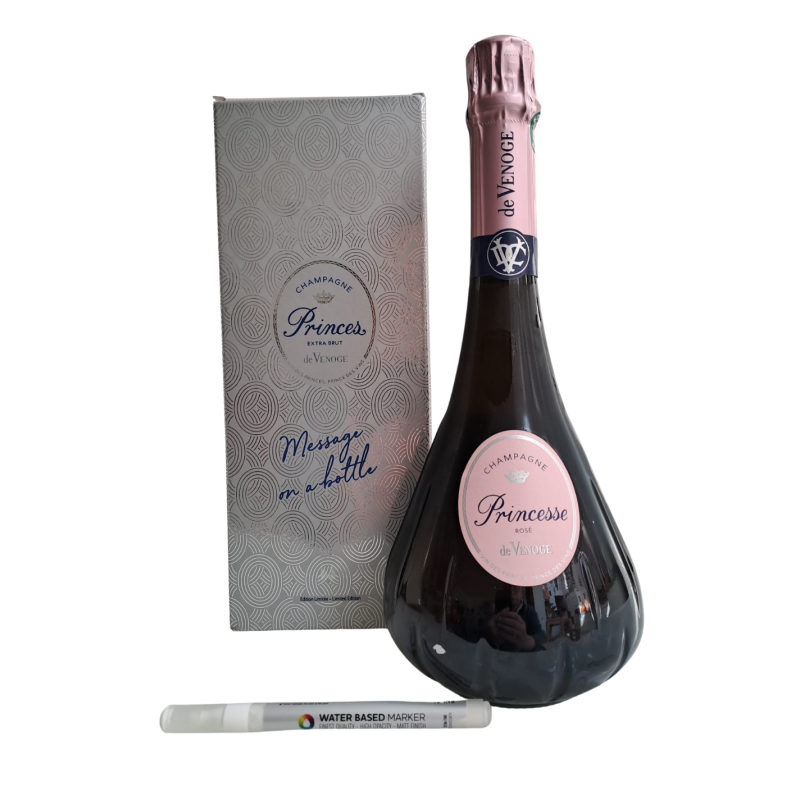 Champagne De Venoge Princesse Rose Messaggio in una bottiglia