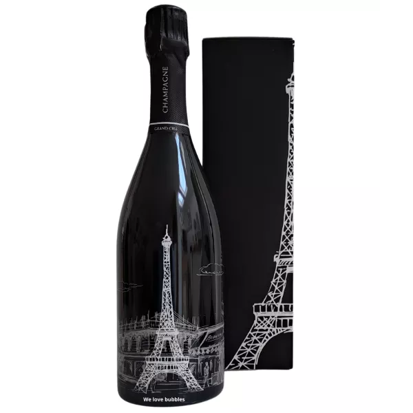 Bottiglia di Champagne Baron Dauvergne Cuvée Parisienne Blanc de Noirs in astuccio, dal terroir di Bouzy