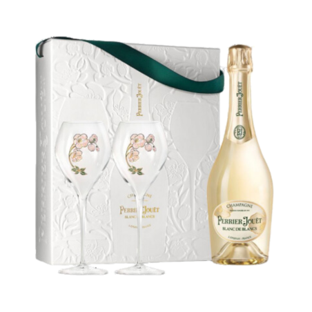 PERRIER-JOUËT Cofanetto Champagne Blanc De Blancs con 2 bicchieri