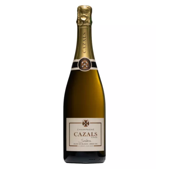 Bottiglia di Champagne Claude Cazals Soléra Blanc de Blancs, Grand Cru, vista frontale