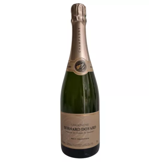 Bottiglia di Champagne Bernard Doyard Brut Tradition Assemblage, etichetta dorata, vista frontale