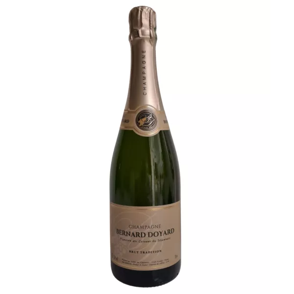 Bottiglia di Champagne Bernard Doyard Brut Tradition Assemblage, etichetta dorata, vista frontale