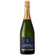 Bottiglia di Champagne Castelnau Extra-Brut, etichetta blu e oro, vista frontale