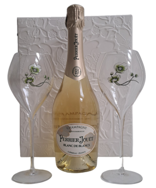 PERRIER-JOUËT Cofanetto Champagne Blanc De Blancs con 2 bicchieri