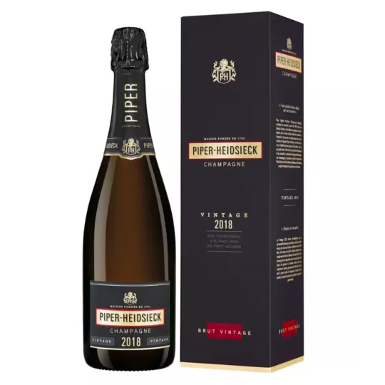 Bottiglia di Champagne Piper-Heidsieck Millésime 2018, vista frontale