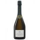 Bottiglia di Champagne Franck Bonville Unisson Grand Cru Blanc de Blancs, vista frontale, etichetta bianca e tappo dorato