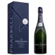 Bottiglia di Champagne Moët & Chandon Brut Impérial Édition Pharrell Williams, vista frontale, con astuccio esclusivo