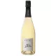 Bottiglia di Champagne Fleury Notes Blanches Brut Nature 2016, vista frontale, etichetta bianca su sfondo chiaro