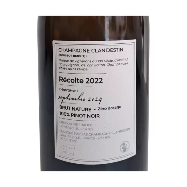 Champagne Clandestin cuvée Austral 2022