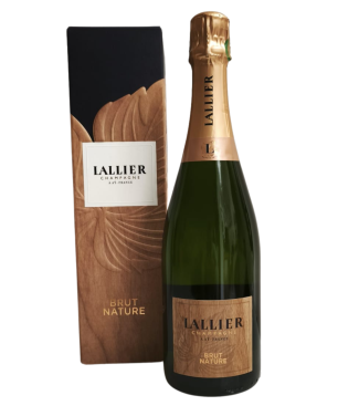 Bottiglia di Champagne LALLIER Cuvée Brut Nature con astuccio