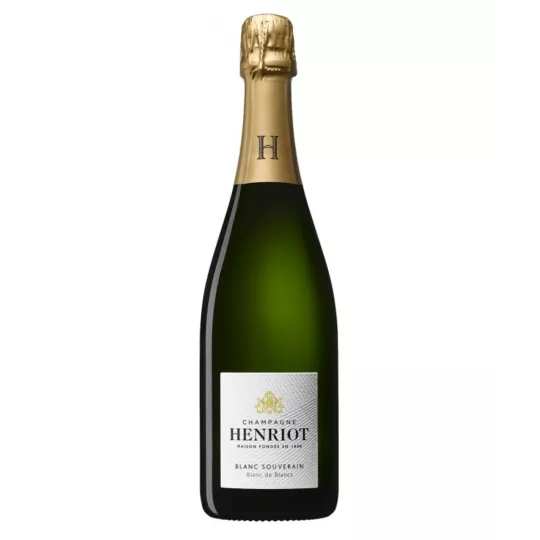 Champagne Henriot Blanc de Blancs - bottiglia da 75 cl con sfondo bianco