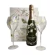 Cofanetto Champagne Perrier-Jouët Belle Époque 2016 con 2 eleganti flûte - Bottiglia e bicchieri Art Nouveau