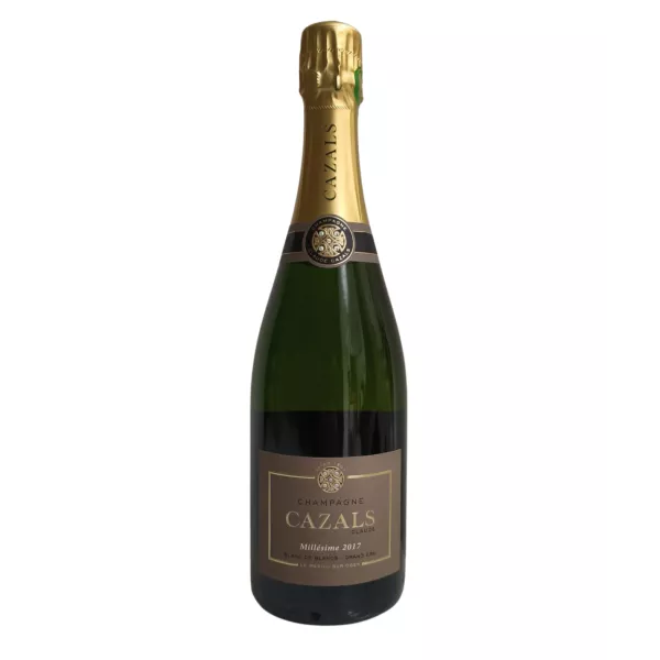 Bottiglia di Champagne Cazals Vintage 2017 Blanc de Blancs Grand Cru, 100% Chardonnay di Clos Cazals a Oger.