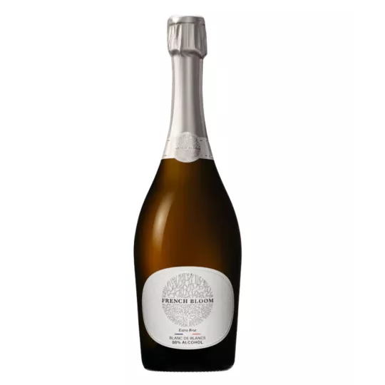 Bottiglia di French Bloom Extra Brut - vino spumante biologico 0% di alcol blanc de blancs