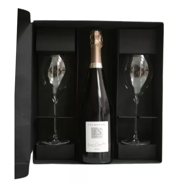 Cofanetto Champagne Bio Cheurlin Brut con due flûte Lehmann Grand Champagne 30 cl