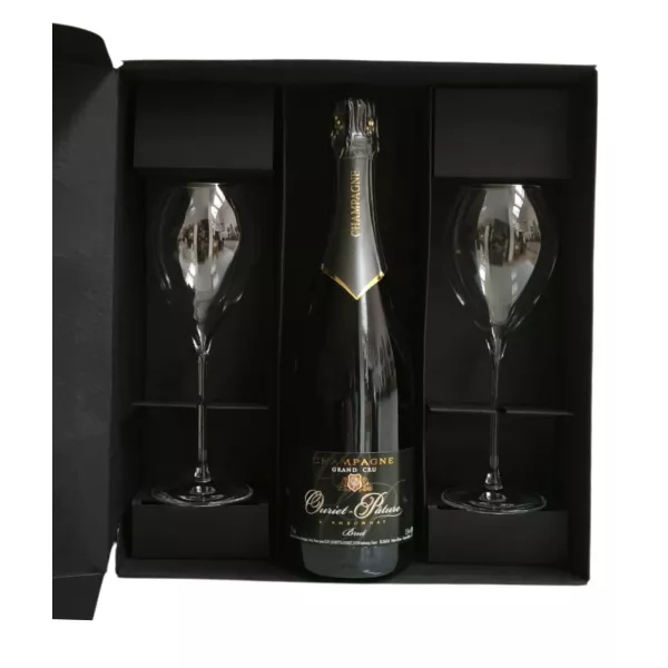 Set regalo Champagne Ouriet-Pâture Brut Grand Cru con due flûte Lehmann da 30 cl