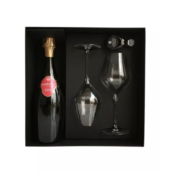 Champagne Gosset Grande Réserve Brut - Set di 2 flûte in scatola