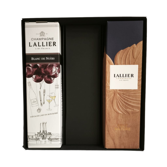 Cofanetto di champagne Lallier Blanc de Noirs e Cuvée Nature