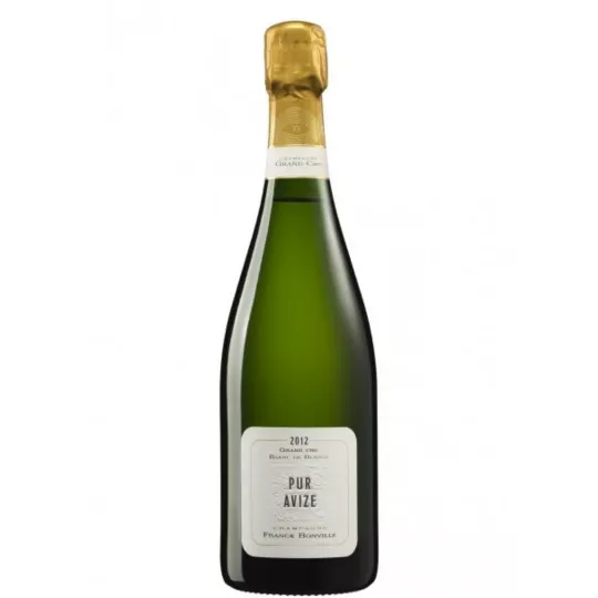 Bottiglia di Champagne Franck Bonville Pur Avize Grand Cru Blanc de Blancs, vista frontale