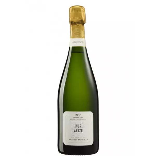 Bottiglia di Champagne Franck Bonville Pur Avize Grand Cru Blanc de Blancs, vista frontale