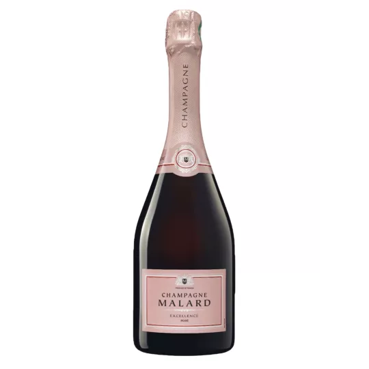 Bottiglia di Champagne Malard Rosé Excellence - Cuvée rosé ottenuta da uve Pinot Noir e Chardonnay maturate a lungo sui propri l