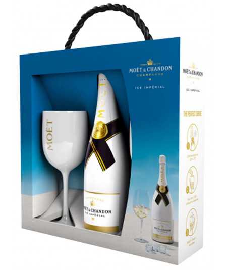 Set regalo champagne MOET and CHANDON Ice Imperial Bottiglia con 2 bicchieri