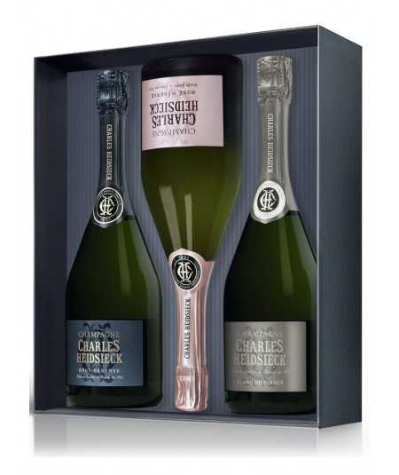 Set regalo champagne CHARLES HEIDSIECK 3 bottiglie 75cl (Brut + Blanc De Blancs + Rosé)