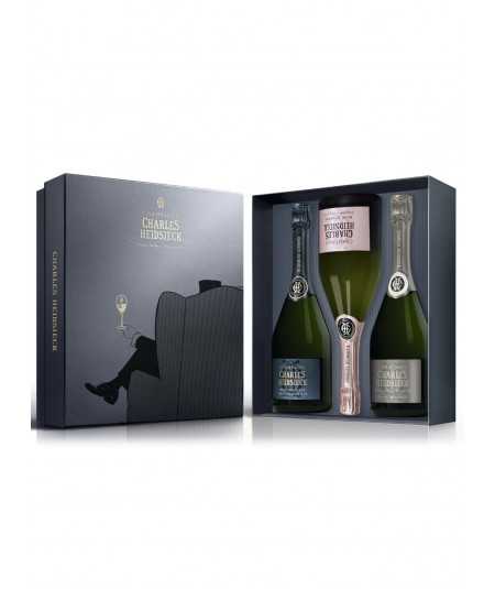 Offer Champagne gift set CHARLES HEIDSIECK 3 Bottles 75cl (Brut + Blanc De Blancs +Pink)