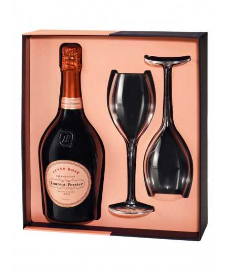 Set regalo champagne LAURENT-PERRIER rosa con 2 calici da champagne